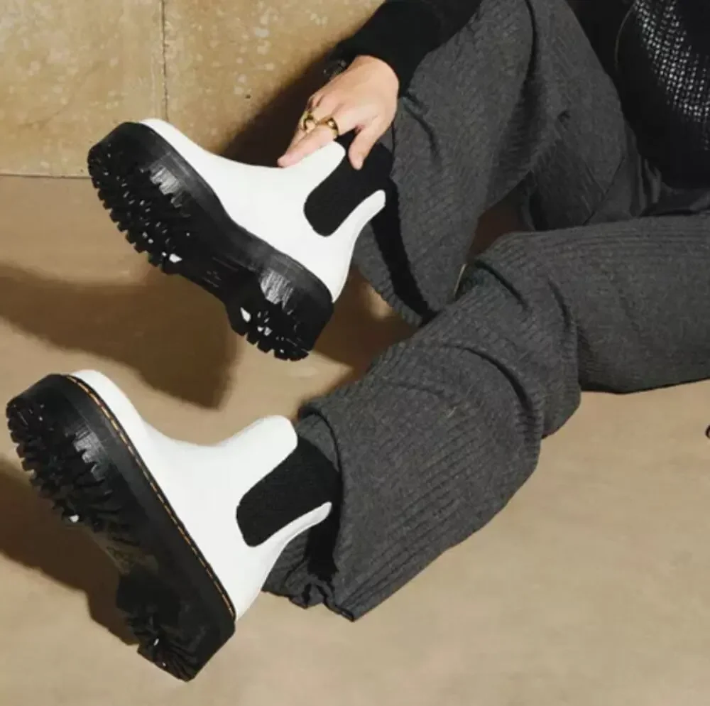 Dr. Martens white 2976 Smooth Leather Platform Chelsea Boots